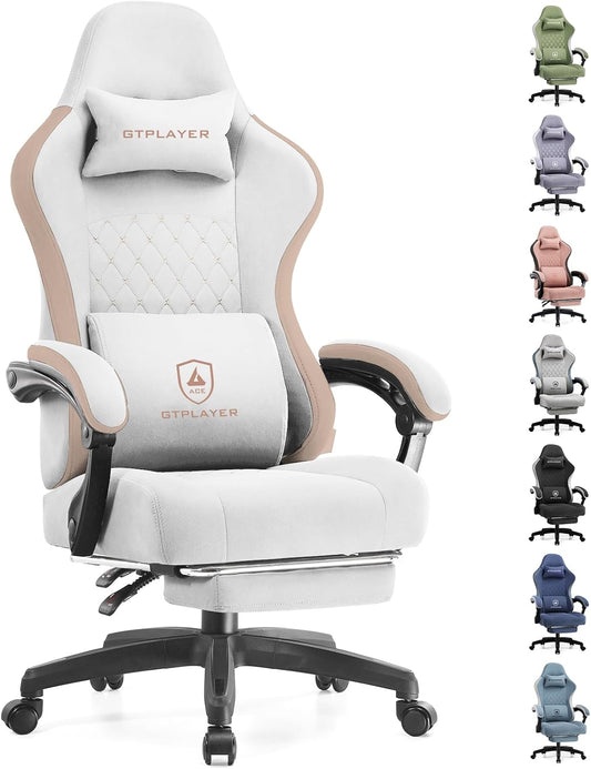 GTPLAYER Gaming Chair, Computer Office Chair with Pocket Spring Cushion, Linkage Armrests and Footrest, High Back Ergonomic Computer Chair with Lumbar Support Task Chair with Footrest