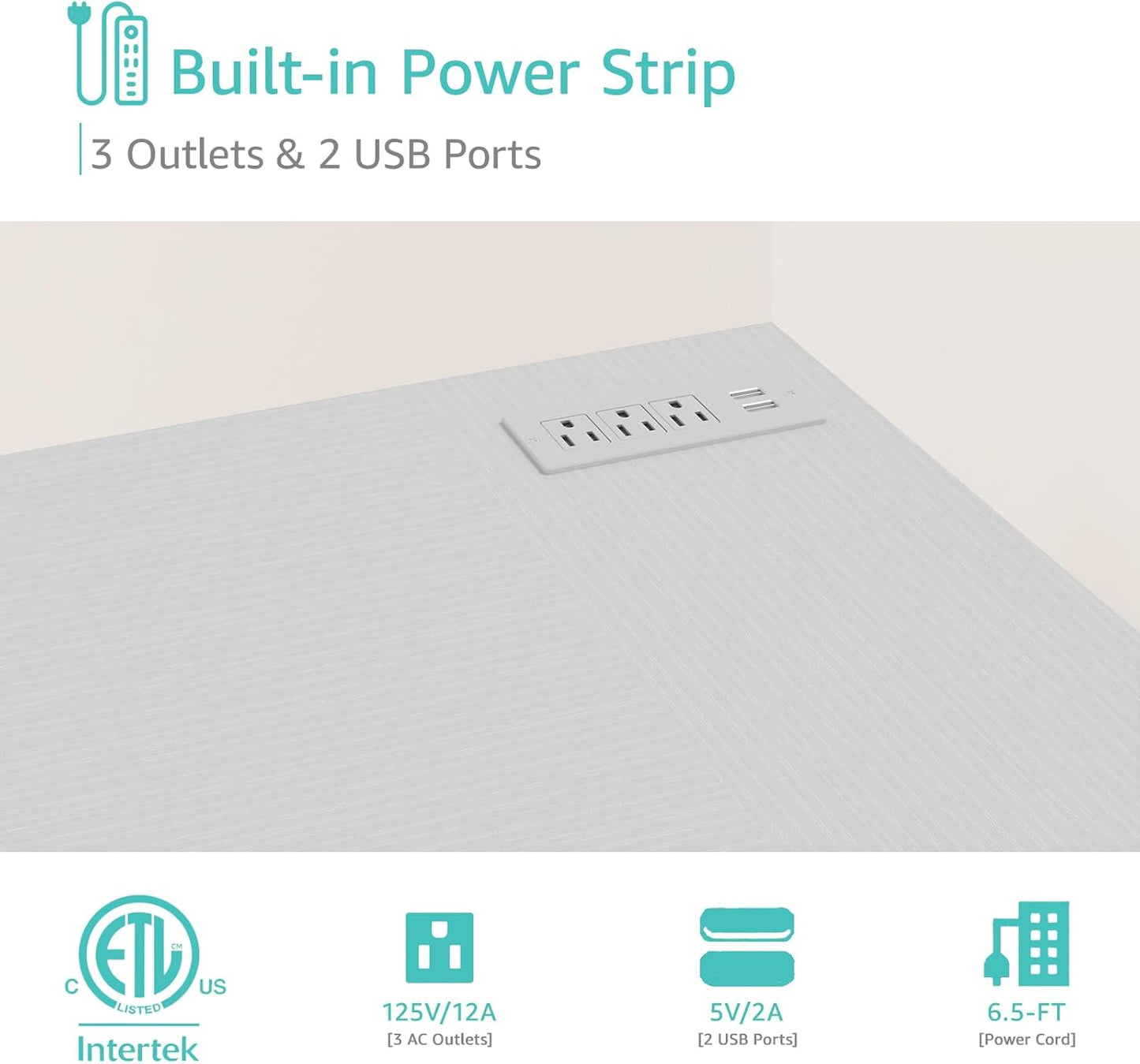 Lufeiya White L Shaped Desk with Drawers & Storage Shelves, 55 Inch Corner Computer Desk with Power Outlet for Home Office Bedroom, L-Shaped Teen PC Desks with Fabric Drawer, White