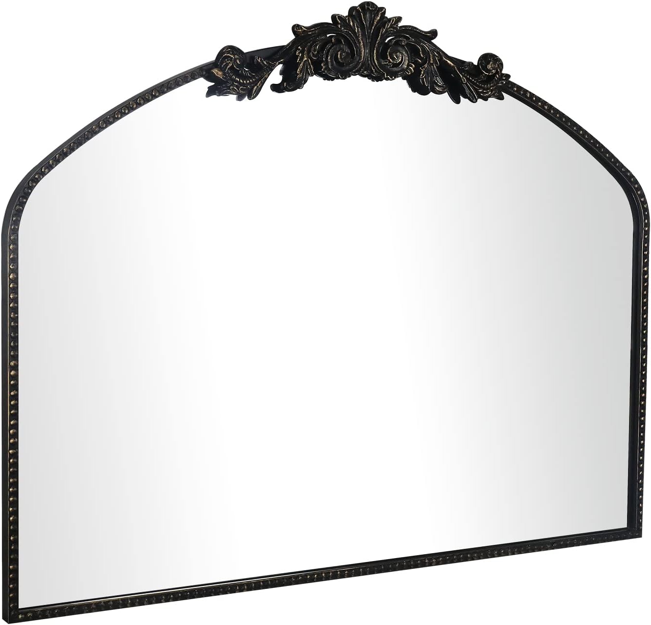 AIXI HOME Vintage Black Arched Mirror 36"X29", Antique Baroque Mantel Wall Mirror with Black Brush Gold Metal Ornate Frame for Entryway/Fireplace/Living Room/Hallway/Bathroom/Bedroom