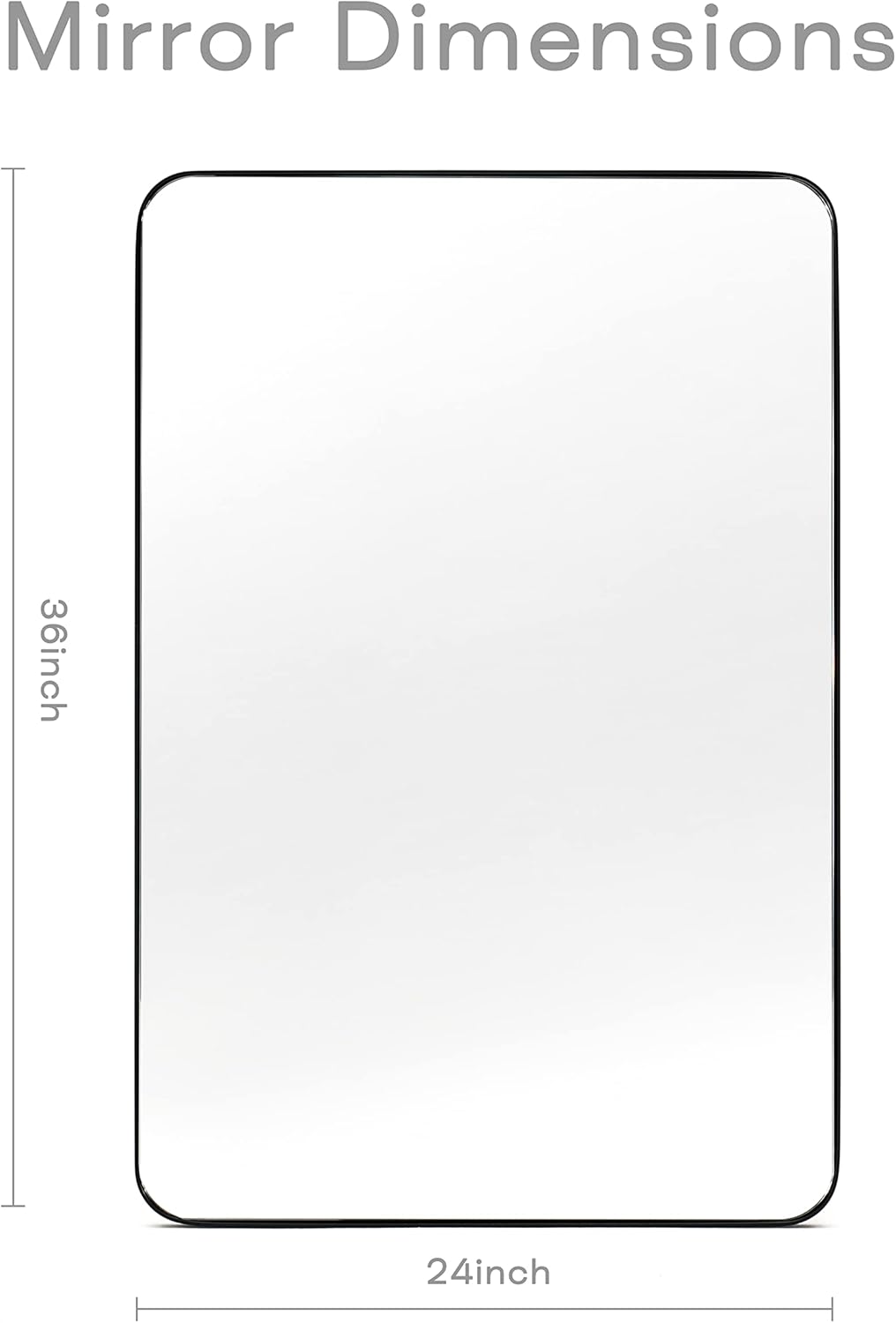 Black Bathroom Mirrors for Over Sink, 24 x 36 Inch Rounded Corner Rectangle Bathroom Vanity Mirror for Wall, Hangs Horizontally or Vertically