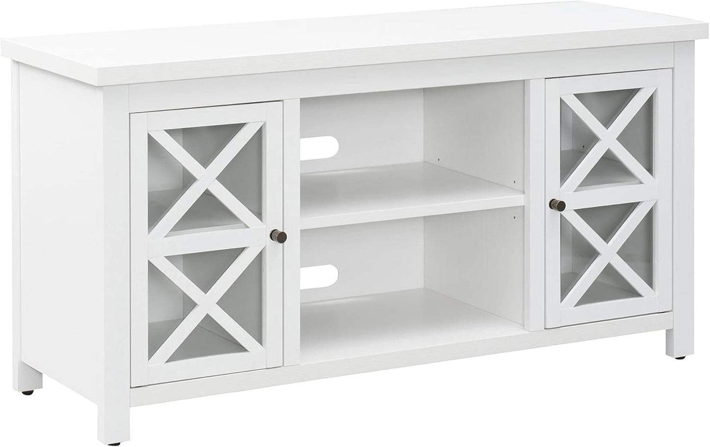 Henn&Hart Rectangular TV Stand for TV's up to 55" in White, TV Stands for the Living Room