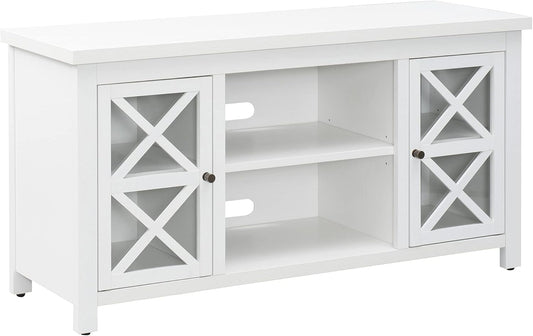 Henn&Hart Rectangular TV Stand for TV's up to 55" in White, TV Stands for the Living Room