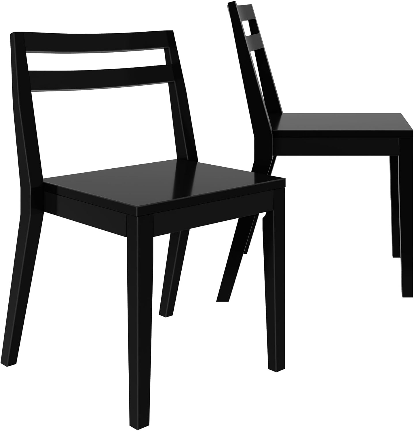 Grain & Grove Davie Dining Room Chairs Set of 2, Solid Wood Modern Kitchen Chair for Living Room, Kitchen, Black