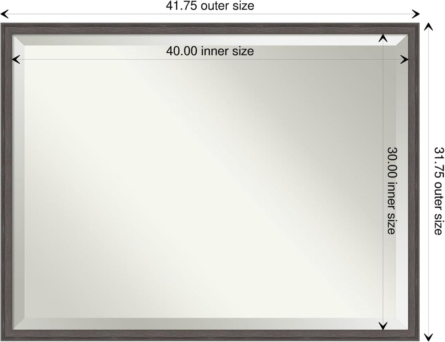 Amanti Art Silver Bathroom Mirror for Over Sink, 32x42 Florence Pewter Rectangle Vanity Mirror, X-Large Casual Frame, Hangs Horizonally and Vertically, Bathroom Wall Decor, Beveled Edge from WI, USA