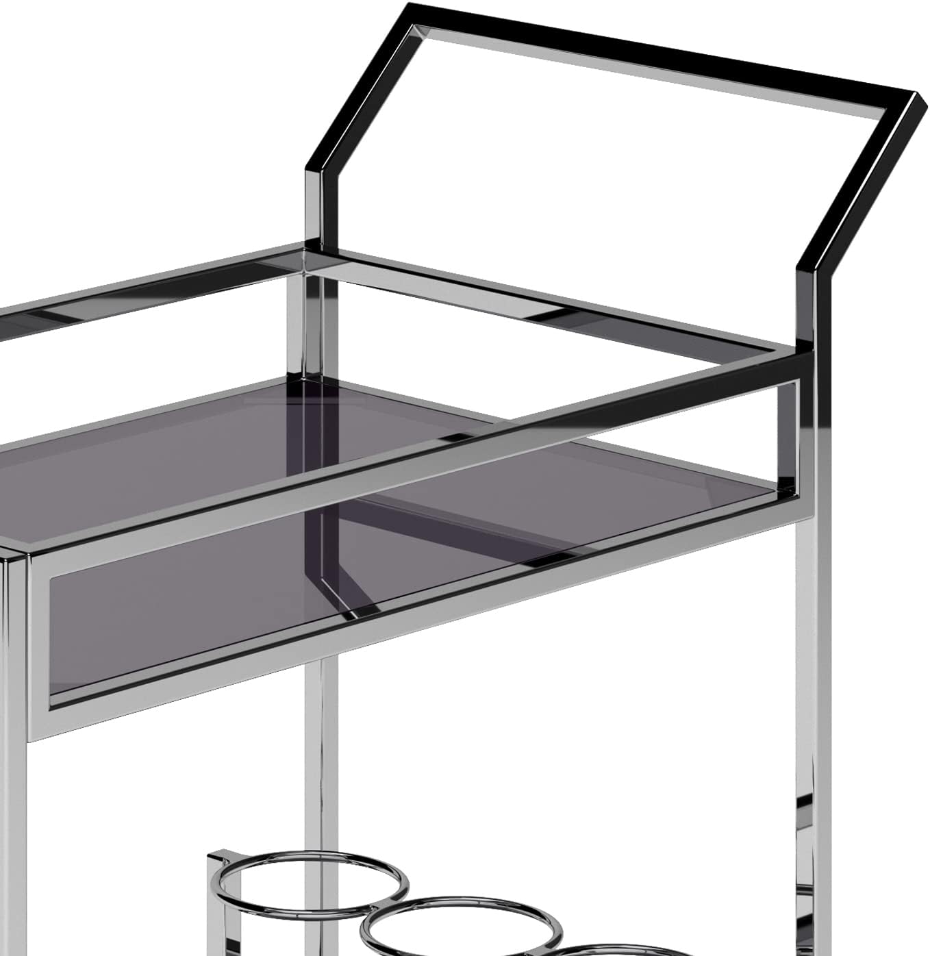SIMPLIHOME Watts Modern 26 inch Wide Bar Cart in Chrome for the Living room, dining room and kitchen