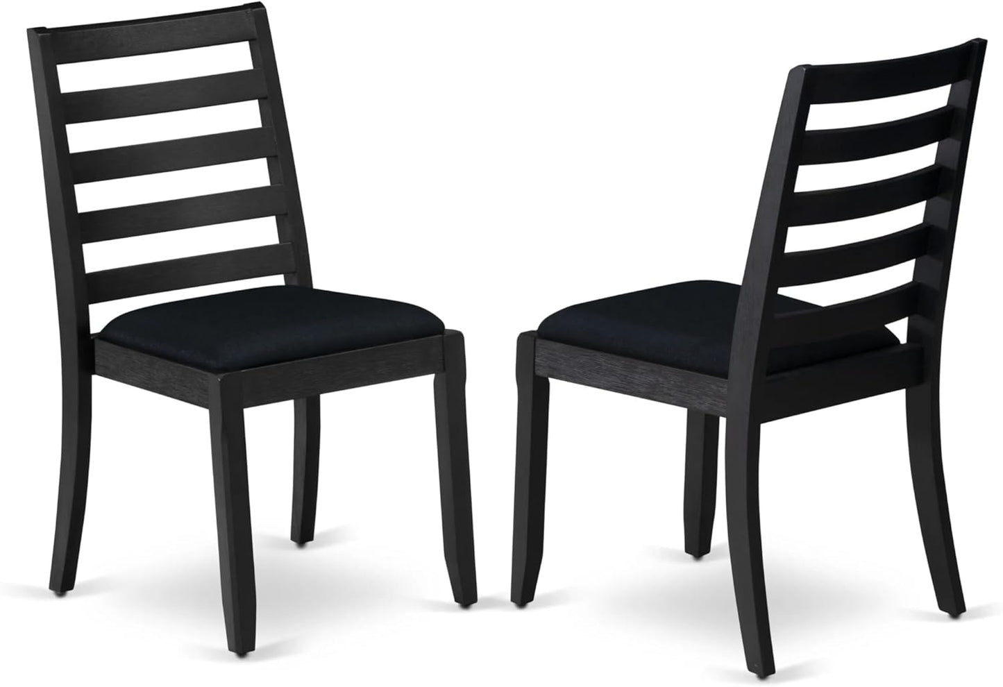 East West Furniture LGX17-BLK-24 -7 Piece Dining Set Includes a Rectangular Kitchen Table with Black Tabletop and 6 Stackable Polyester Fabric Chairs, Black