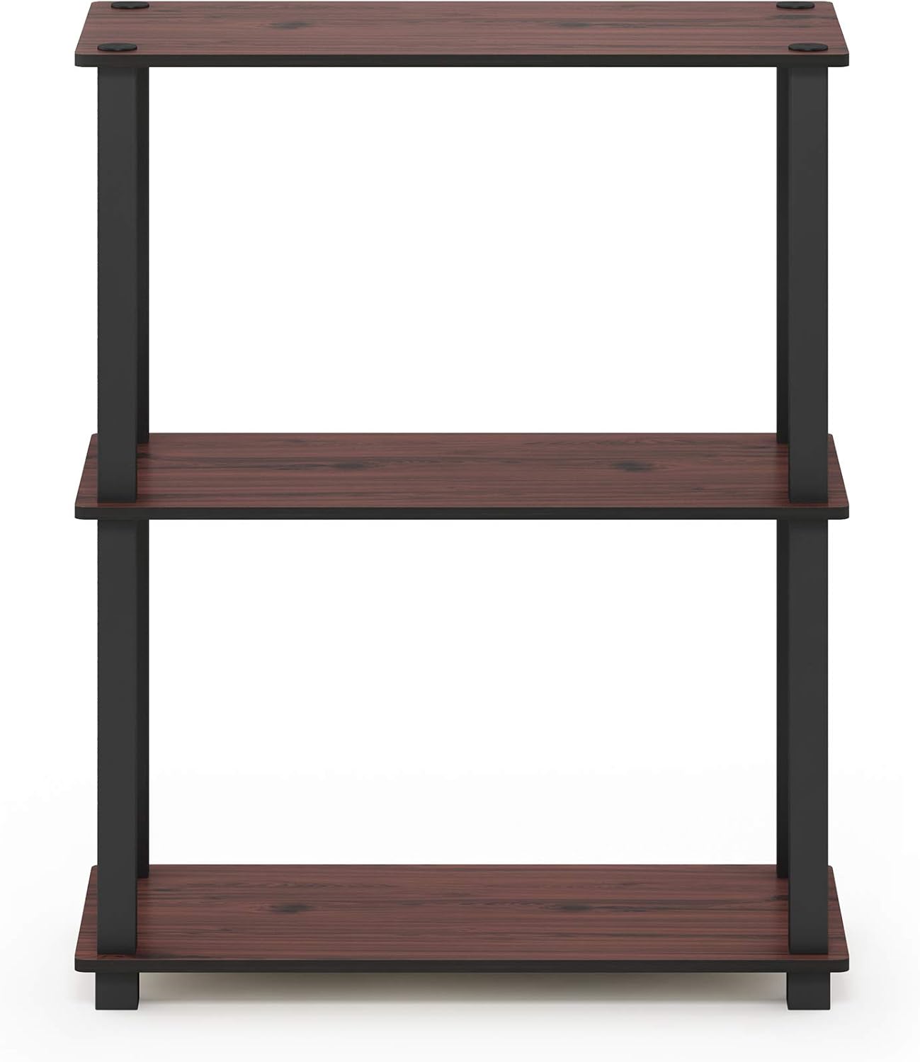 Furinno Turn-S-Tube 3-Tier Compact Multipurpose Shelf Display Rack with Square Tube, Dark Cherry/Black