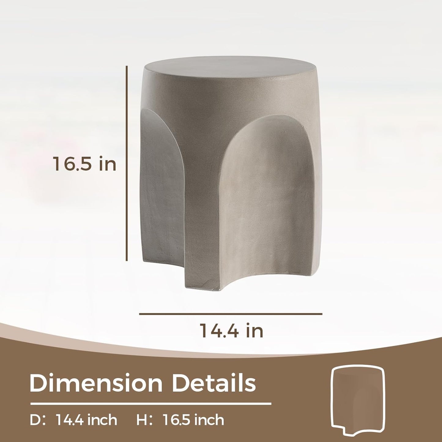 COSIEST Concrete Side Table Drum Shape,17''H Outdoor Side Table, Patio Accent Table Cement End Tables, Garden Decorative Stool, Plant Stand Drum Table, Grey