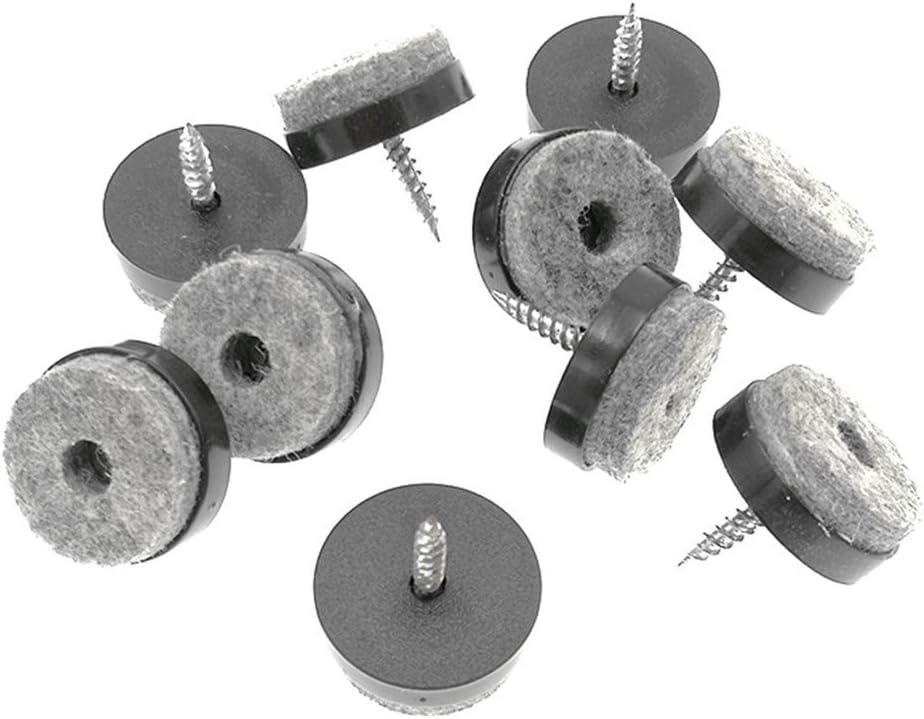 ALIMITOPIA 40pcs Screw-on Furniture Felt Pad Chair Glide Slider Hardwood Floor Protector for Wooden Leg Feet of Chair Table Furniture(Φ28mm or 1.1";Black)