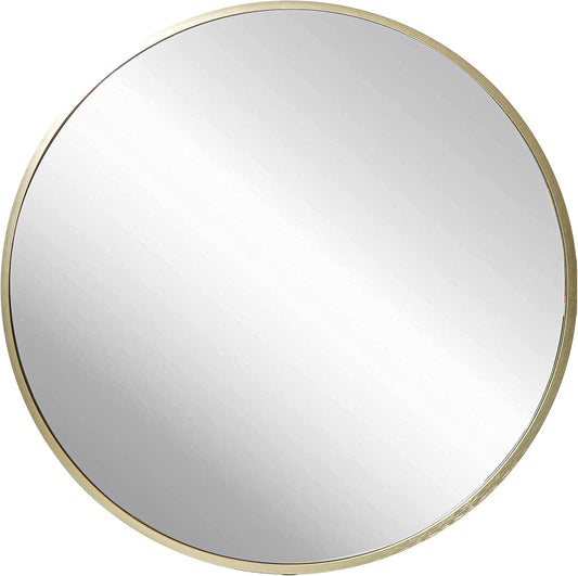 FrameWorks 28" Deluxe Contemporary Brass Gold Circular Aluminum Mirror