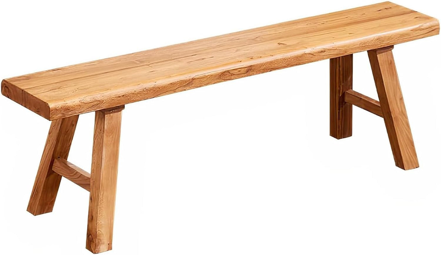 Farmhouse Solid Wood Bench: Long Rustic Indoor Narrow Wooden Bench for Entryway,Living Room, Dining Room,End of Bed,Hallway (31.5" Lx10 Wx18 H)