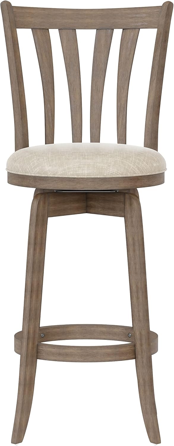 Hillsdale 29.5" Savana Wood Swival Bar Height Stool, Brown Gray