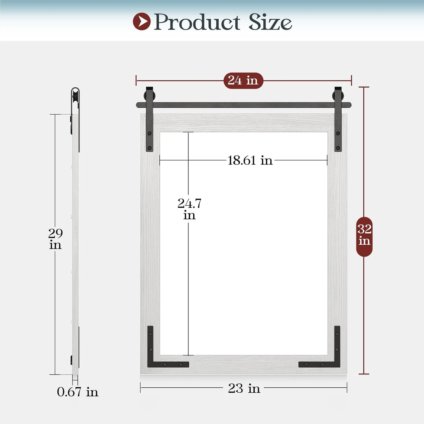 Farmhouse Bathroom Mirror 24x32 Inch, White Wood Framed Decorativeative Rustic Mirror, Rectangle Wall Decorative Mirrors for Entryway, Courtyard, Bedroom