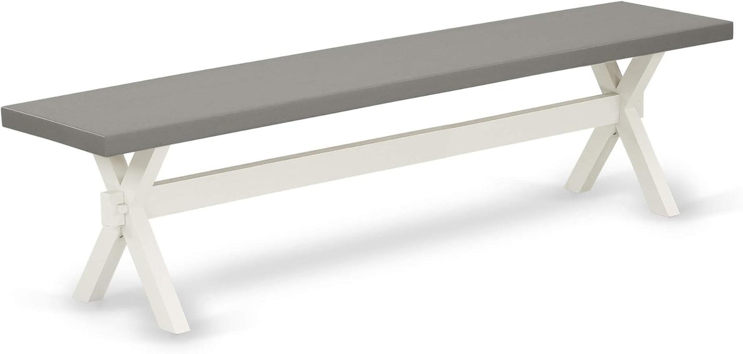 East West Furniture X097EN206-6 6 Piece Dining Set Contains a Rectangle Dining Room Table with X-Legs and 4 Dark Shitake Linen Fabric Parson Chairs with a Bench, 40x72 Inch, Multi-Color