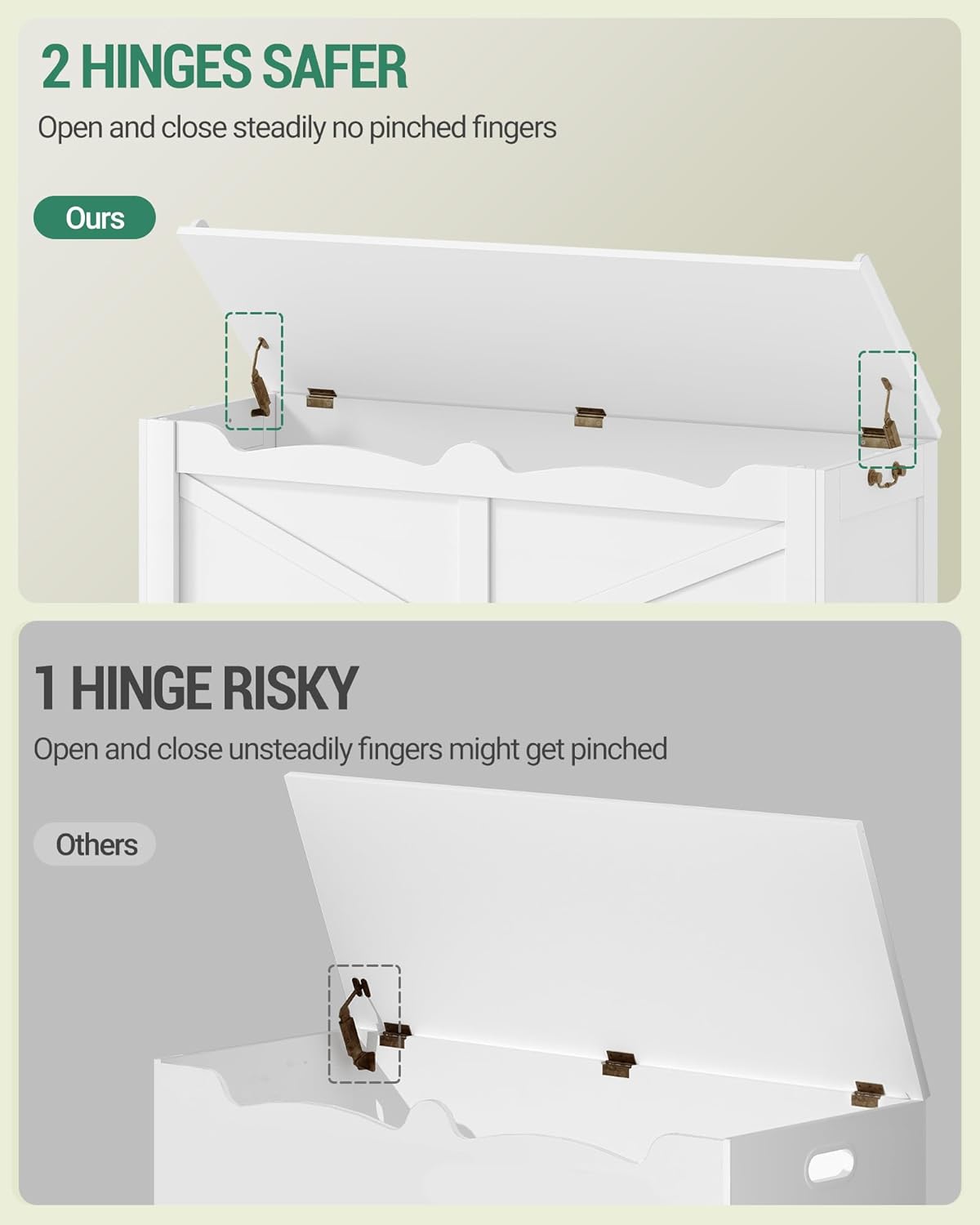 47.2" Storage Chest, Extra Large Storage Trunk with 2 Safety Hinges, Wooden Box Bench, Lift-Top Organizer Chest, Shoe Bench for Entryway, Bedroom, Living Room, White SB14503X