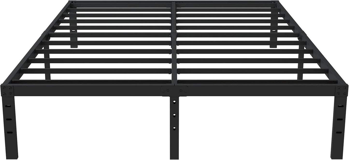 King Bed Frame No Box Spring Needed, 14 Inch Heavy Duty King Platform Bed Frame, 1200lbs Steel Slats Support, Easy Assembly, Black