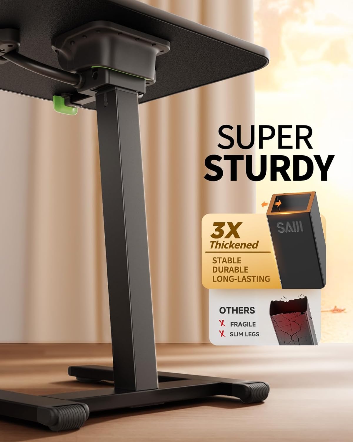 SAIJI Mobile TV Tray Table, Heavy Duty Metal TV Trays for Eating on Couch, Height & Angle Adjustable Desk for Bed, Sofa, Recliner, Portable Small Foldable Tables