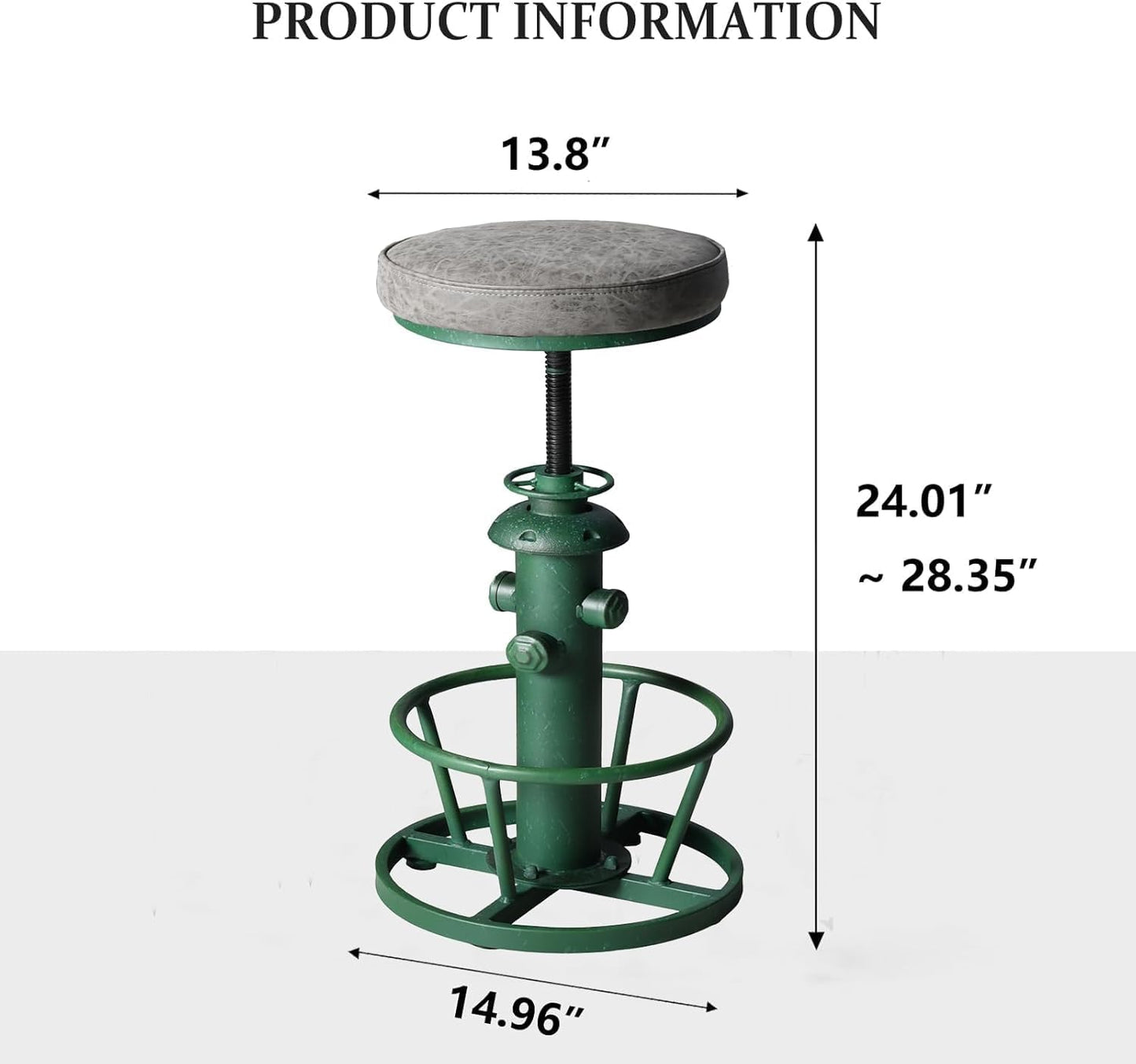 Vintage Bar Stool with Swivel PU Seat 25-31inch Height Adjustable Farmhouse Kitchen Island Stool Industrial Coffee Chairs Extra Guest Seating