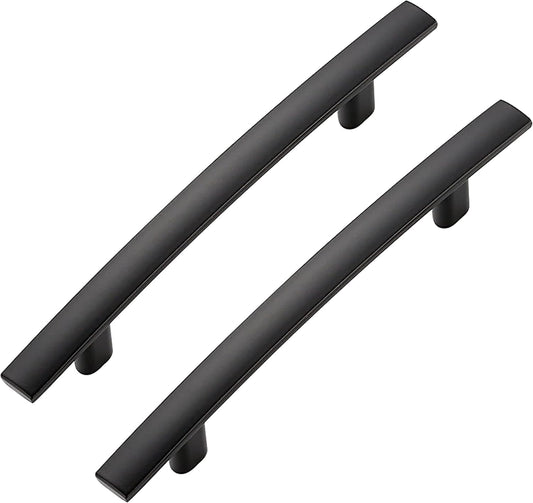 10 Pack Cabinet Handles 3.75" Hole Center - Curved Cabinet Pulls Black Drawer Pulls for Kitchen Cupboard Solid Hardware for Dresser Drawer Arch Hardware