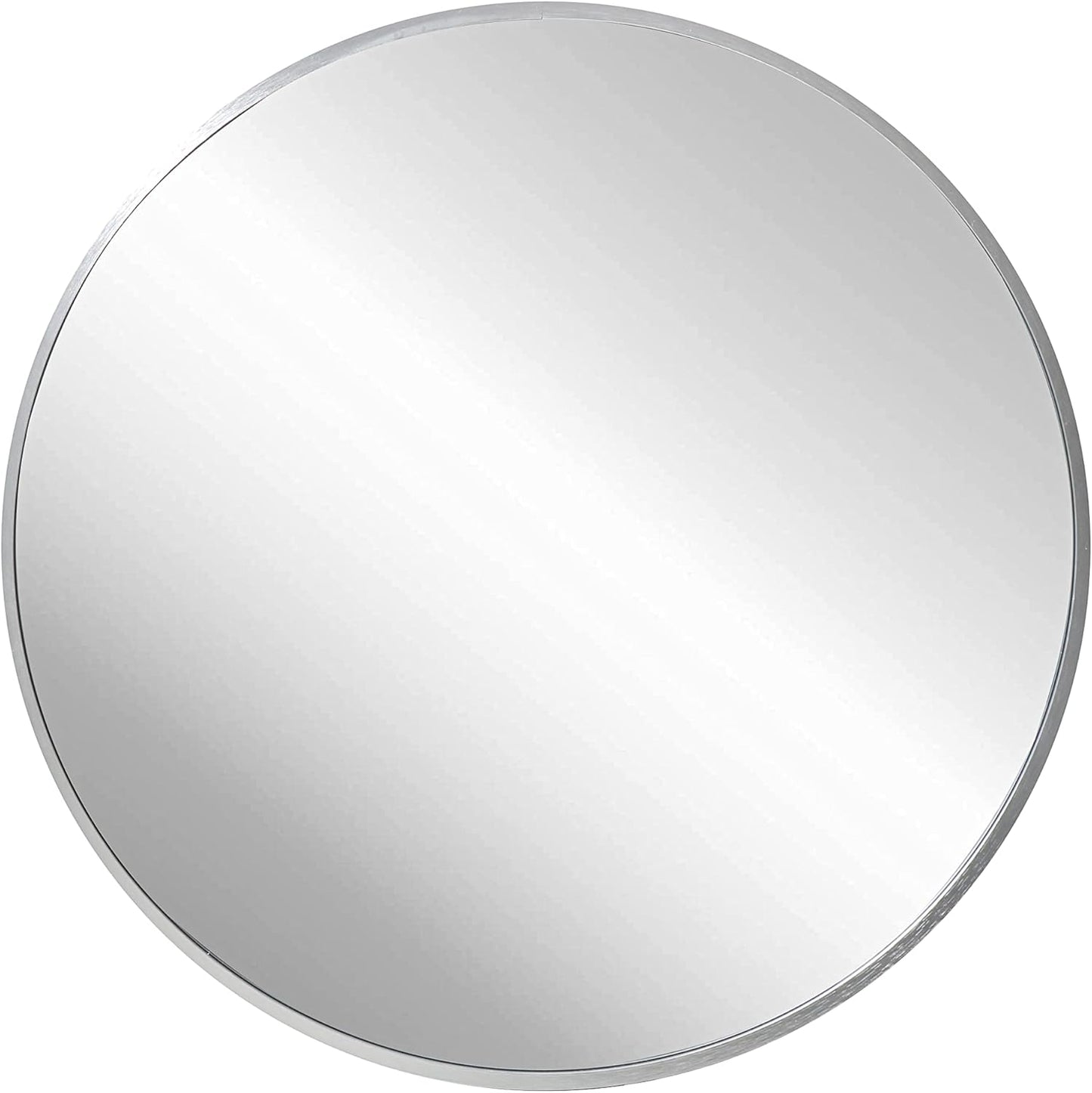 FrameWorks 28" Deluxe Contemporary Silver Circular Aluminum Mirror