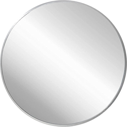 FrameWorks 24" Deluxe Contemporary Silver Circular Aluminum Mirror