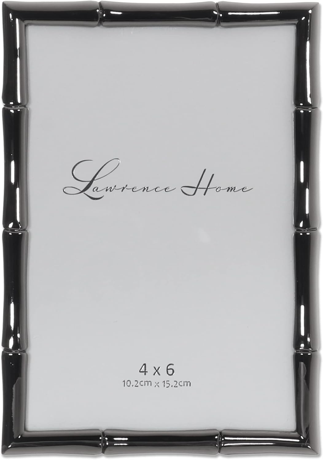 Lawrence Frames 4x6 Black Polished Metal Picture Frame with Bamboo Design