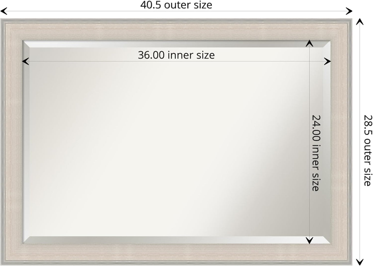 Amanti Art White Bathroom Mirror for Over Sink, 29x41 Cottage White Silver Rectangle Vanity Mirror, Large Coastal Wood Frame, Hangs Horizonally and Vertically, Bathroom Wall Decor, Beveled Edge