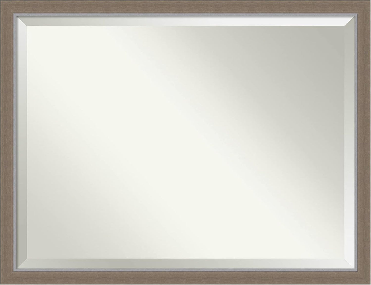 Amanti Art Brown Wall Mirror 33x43 Eva Brown Narrow Rectangle Bathroom Mirror for Wall Decor Living Room, X-Large Country Rustic Frame, Hangs Horizonally and Vertically, Bathroom Decor, Beveled Edge