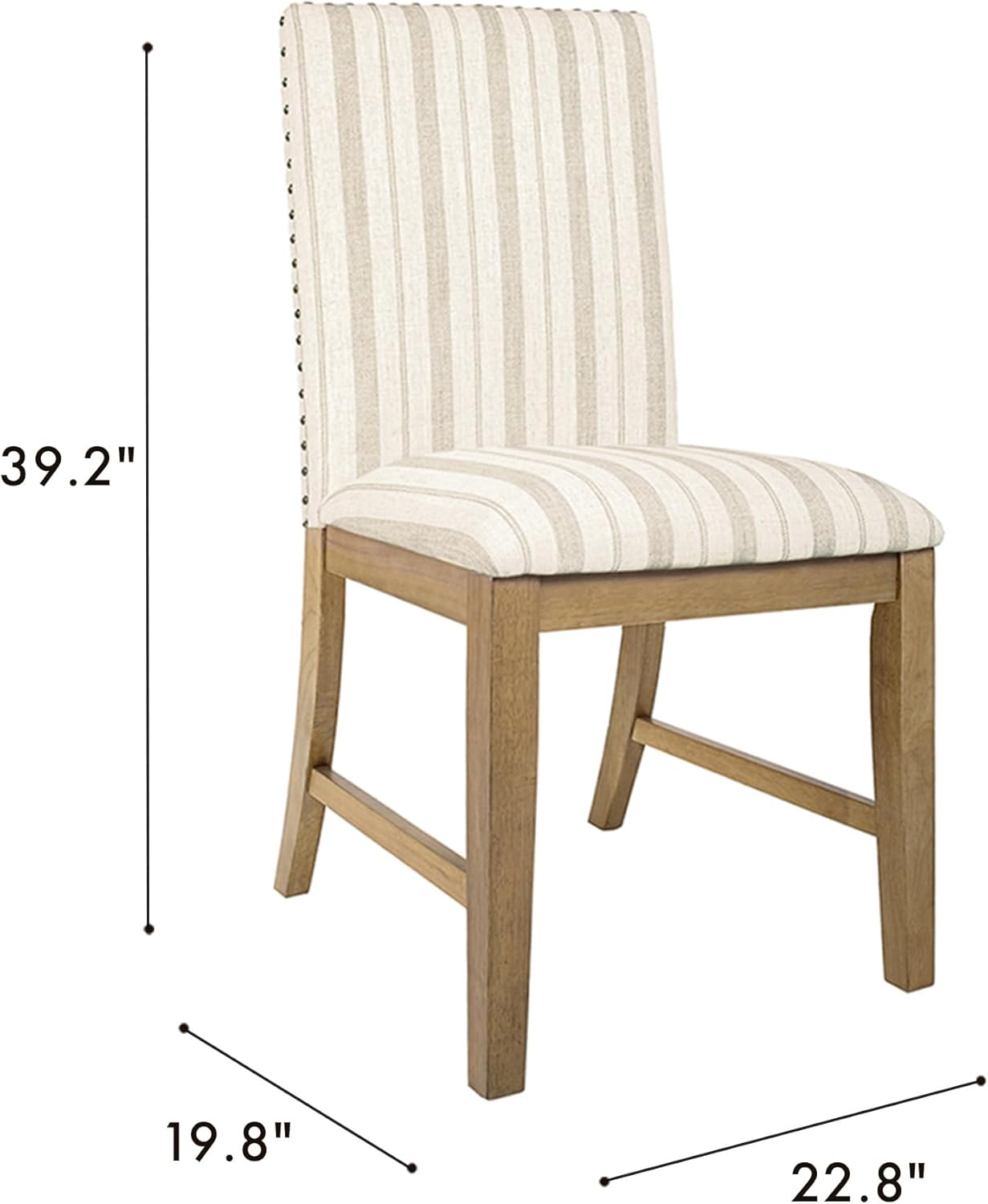 HomePop Upholstered Wood Apron Dining Chair - Taupe Stripe (Set of 2)