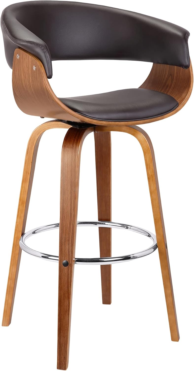 Armen Living Julyssa Mid-Century Swivel Counter Height Barstool, 26", Brown