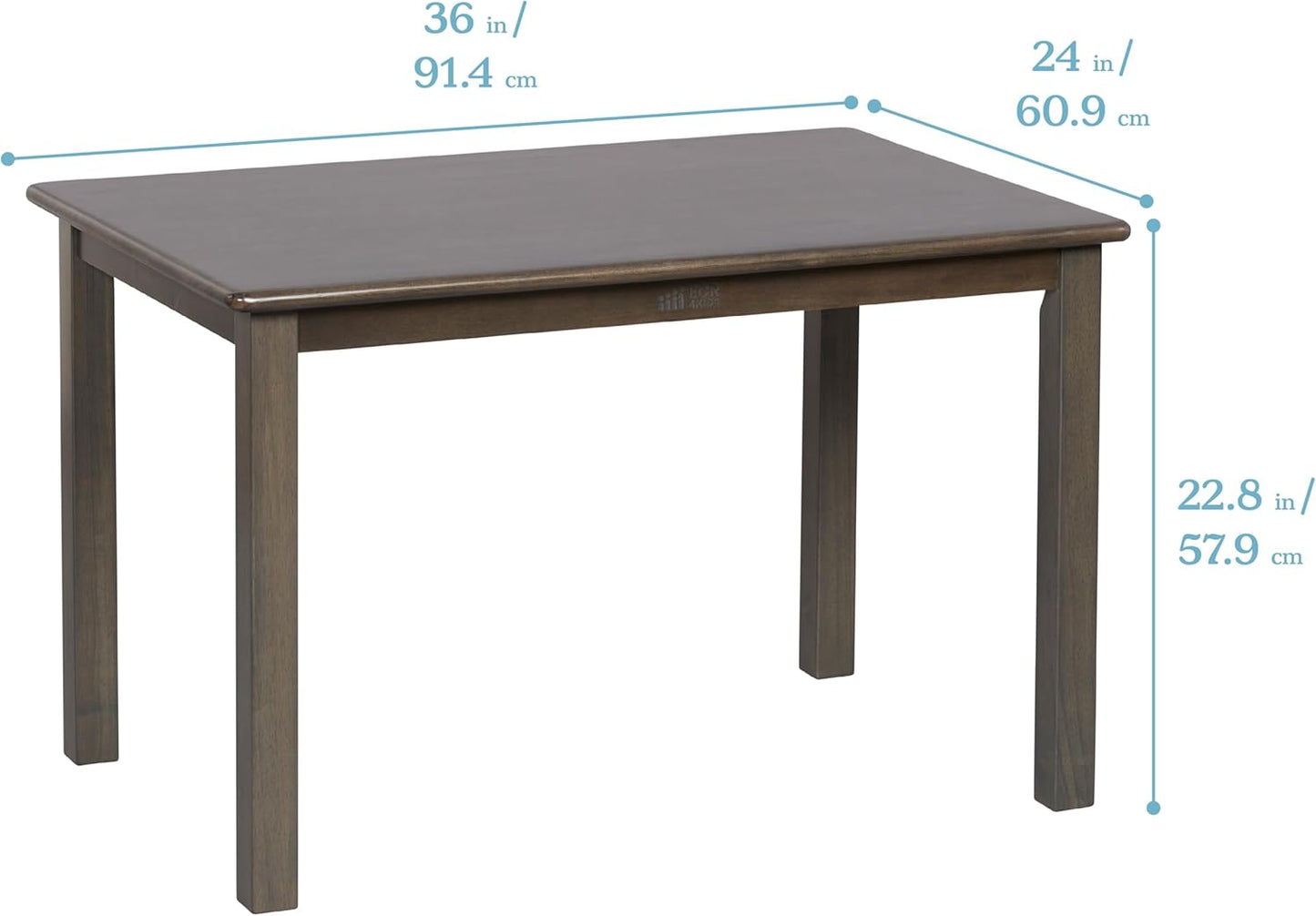 ECR4Kids 24in x 36in Rectangular Hardwood Table and Chair Set, 12in Seat Height, Kids Furniture, Grey Wash