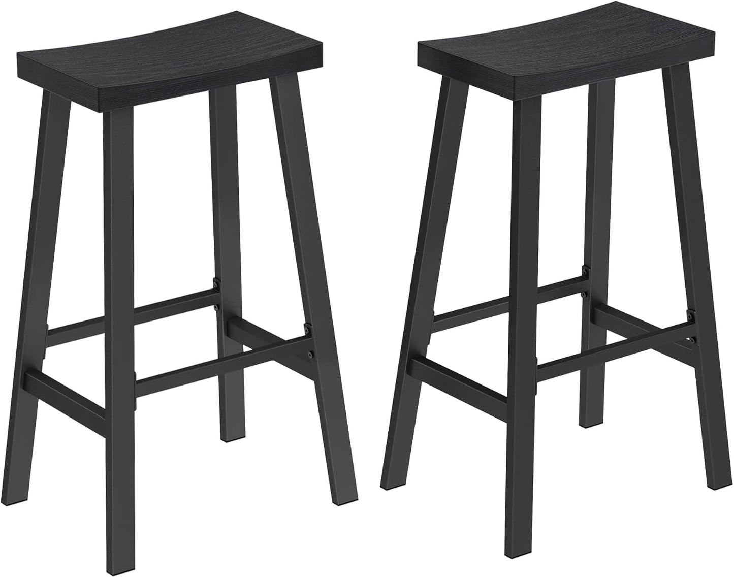 VASAGLE Bar Stools Set of 2, Counter Height Stools, Bar Chairs with Footrest, 29.1 Inches Tall Kitchen Breakfast Stools, Industrial, Living Room Party Room, Black ULBC094B56