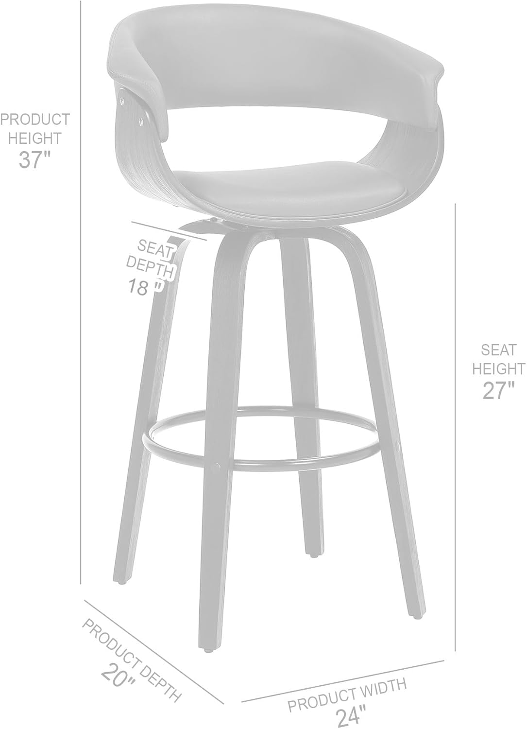 Armen Living Julyssa Mid-Century Swivel Counter Height Barstool, 26", Brown