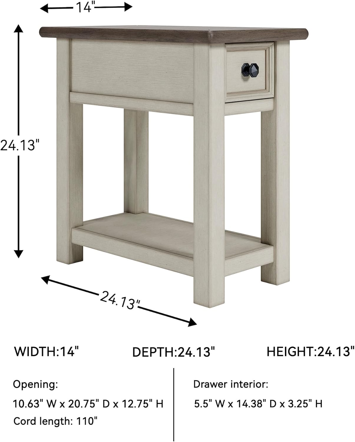 Signature Design by Ashley Bolanburg Farmhouse Chair Side End Table, Light Brown & Whitewash
