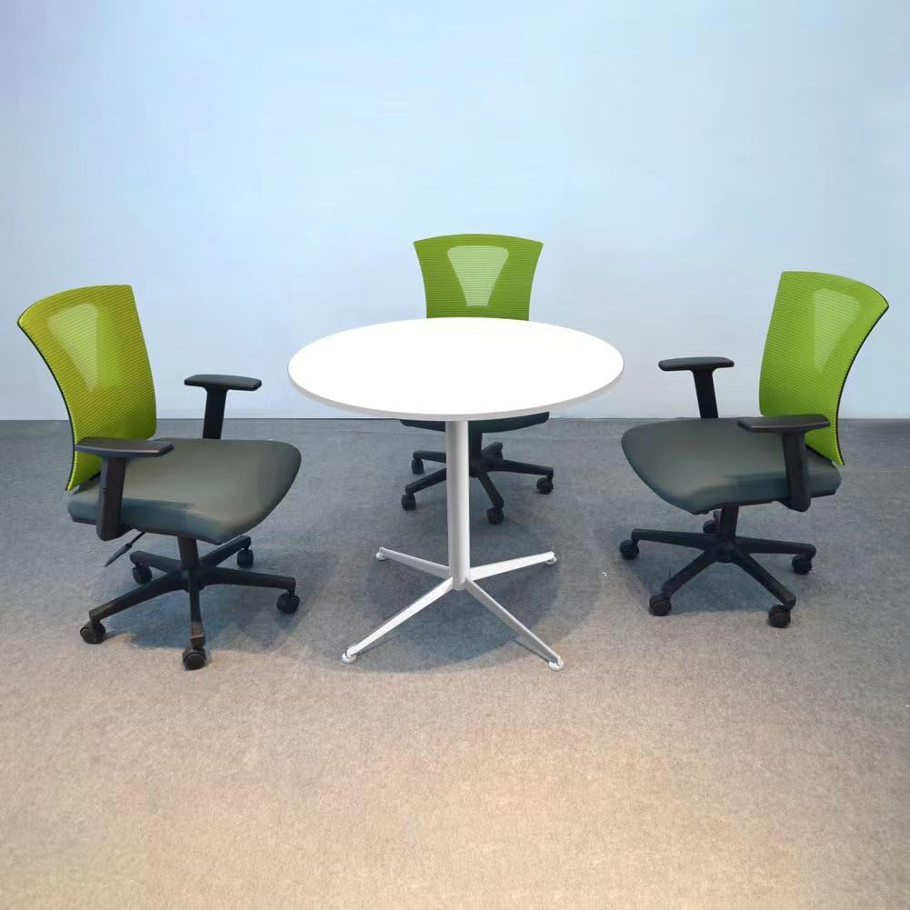White Dining Table Round Small Office Table Conference Table Coffee Meeting Table for Office Boardroom Kitchen Living Room Waterproof Desktop Easy Assembly 31.5 inch
