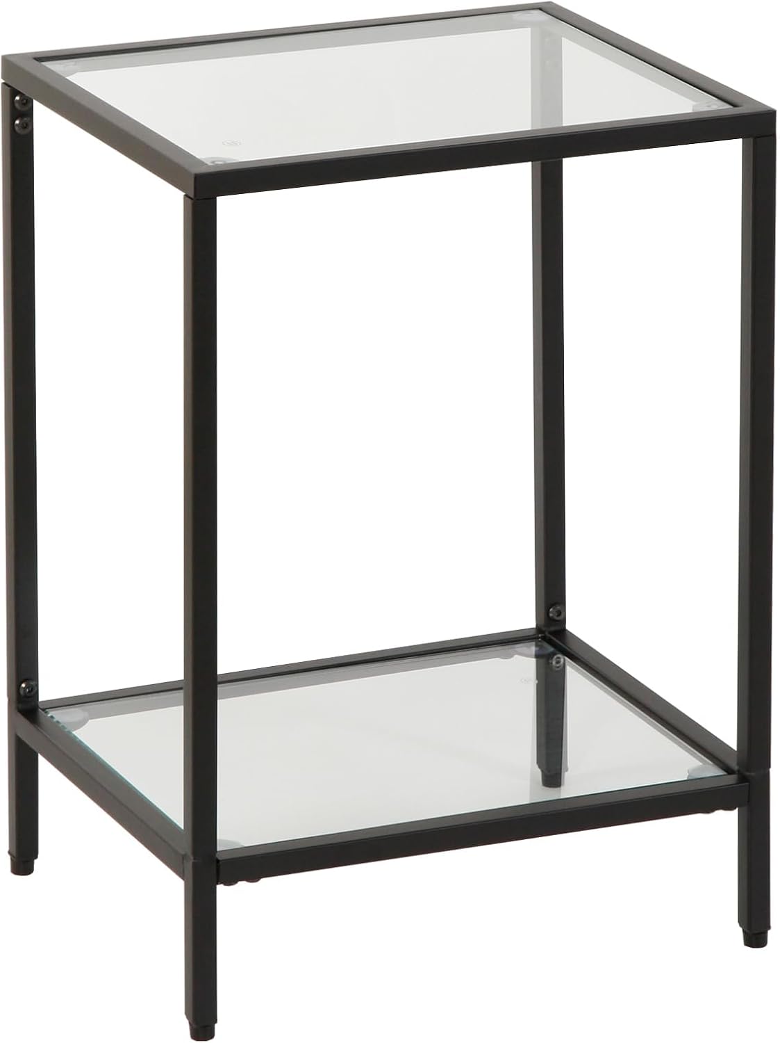Modern 2-Tier Tempered Glass End Table - Stylish Black Metal Side Table for Small Spaces, Perfect for Living Room & Bedroom (Black, 1PCS)