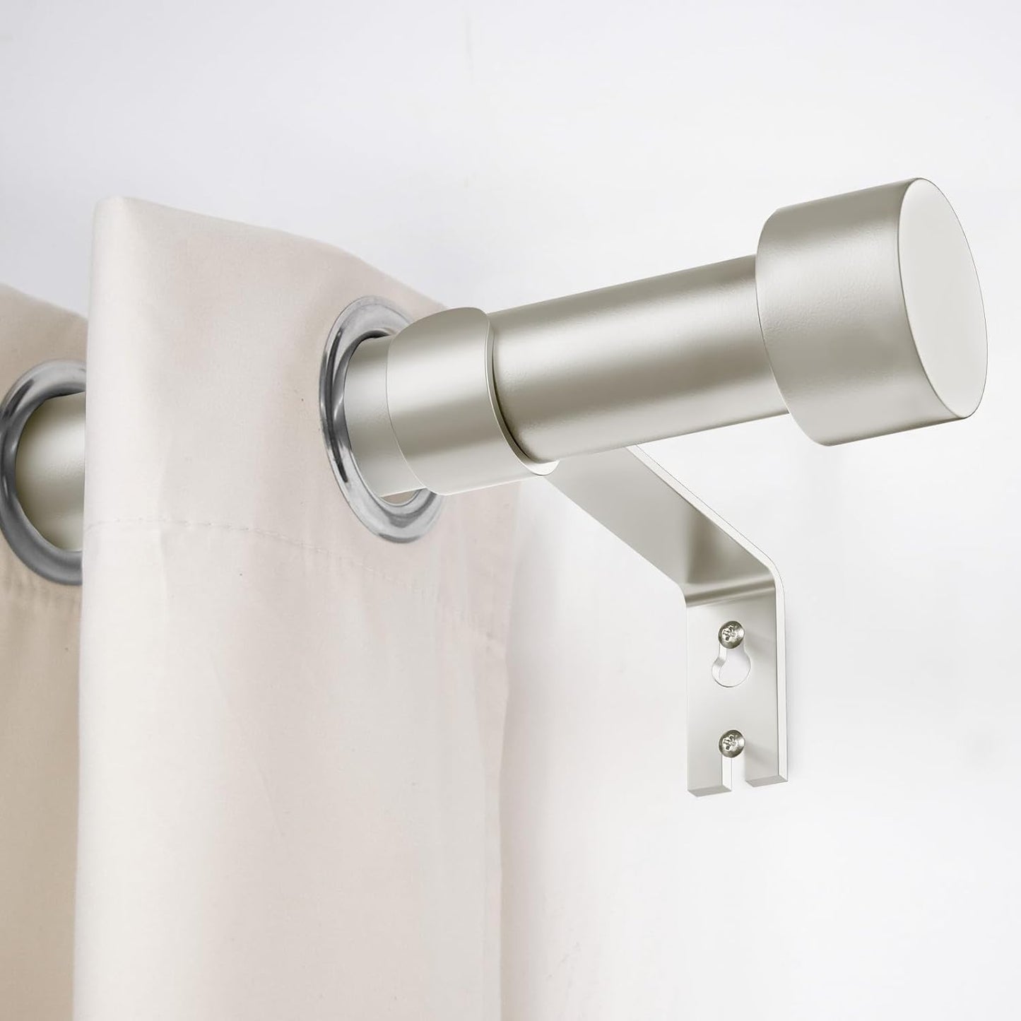 2 Pack Curtain Rods for Windows 72 to 144 Inch, 1 Inch Brushed Nickel Adjustable Heavy Duty Outdoor Curtain Rod for Patio Bedroom, Drapery Rods Set with End Cap, Size 32"- 150"