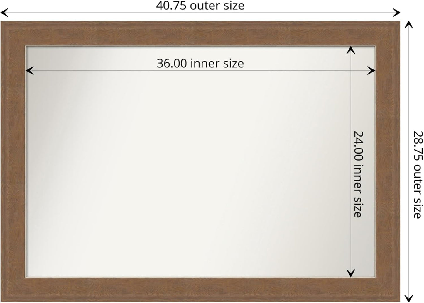 Amanti Art Brown Bathroom Mirror for Over Sink, 29x41 Alta Medium Brown Rectangle Vanity Mirror, Large Country Rustic Frame, Hangs Horizonally and Vertically, Bathroom Wall Decor, Non-Beveled Edge