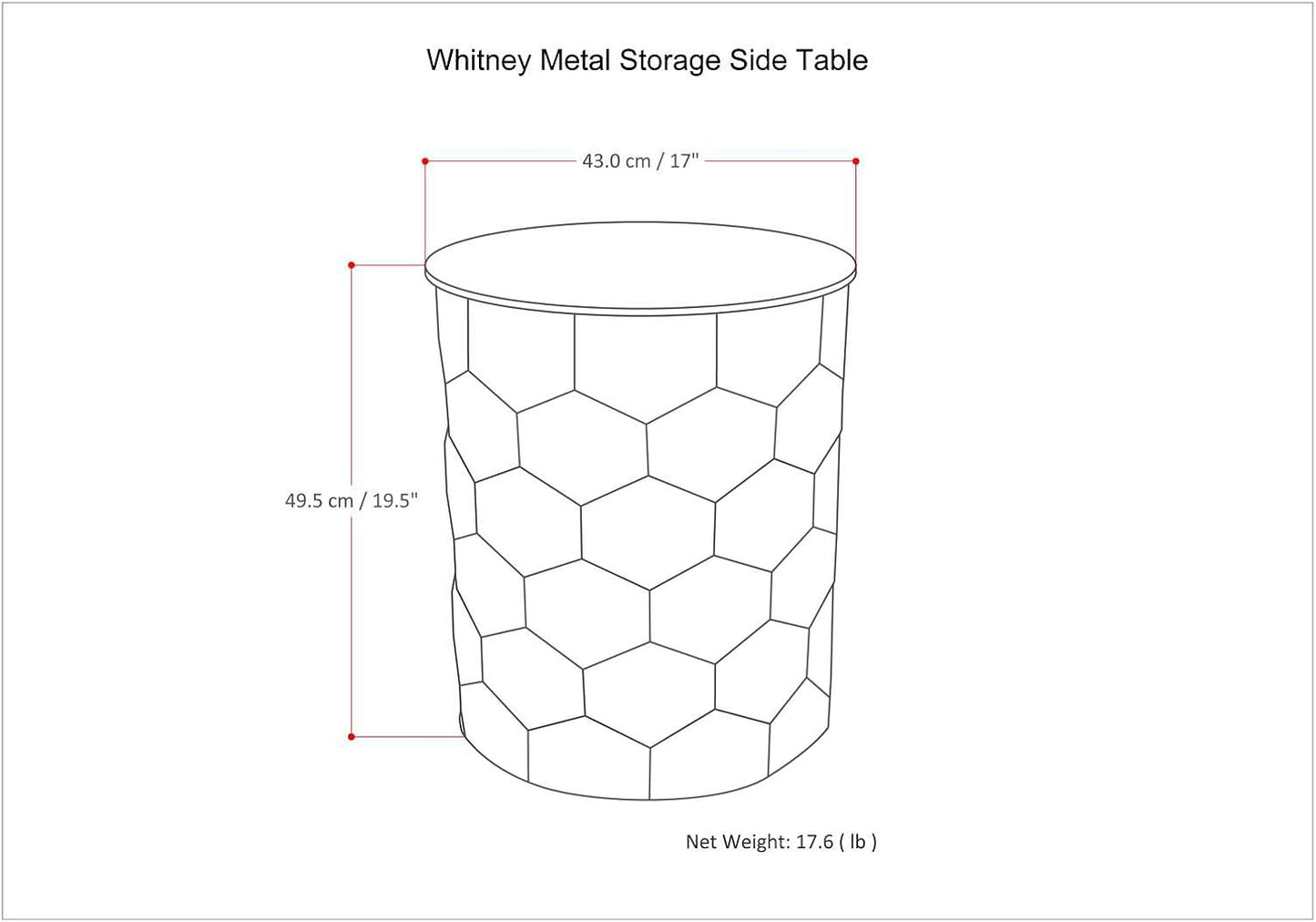 SIMPLIHOME Whitney Industrial 17 inch Wide Metal Storage Accent Side Table in Antique Silver , Fully Assembled for the Living Room and Bedroom