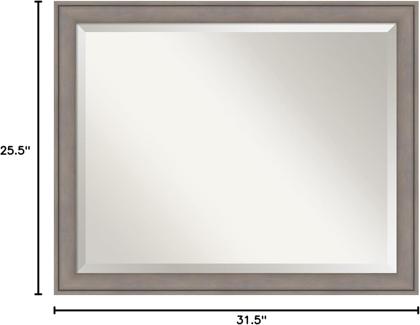 Amanti Art Grey Wall Mirror 26x32 Greywash Rectangle Bathroom Mirror for Wall Decor Living Room, Large Country Rustic Wood Frame, Hangs Horizonally and Vertically, Bathroom Decor, Beveled Edge