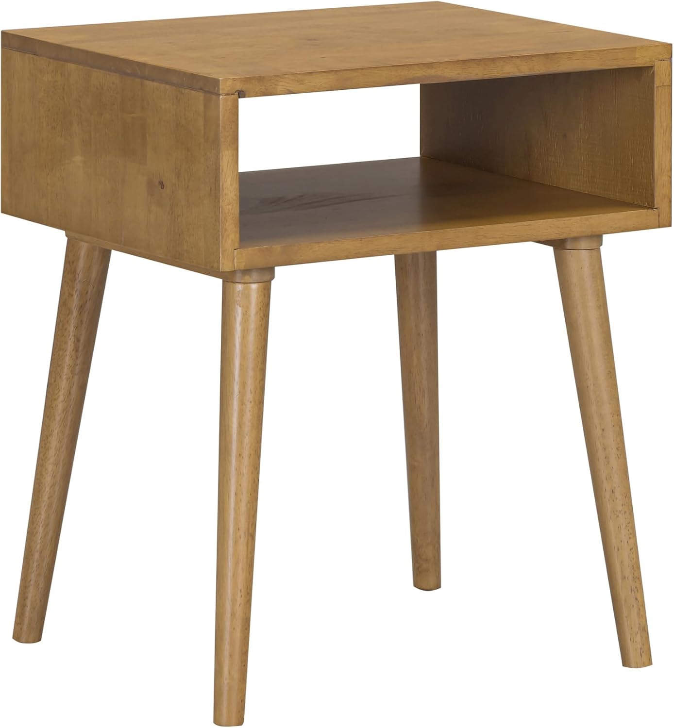 NTC Zoe Solid Wood Nightstand, Mid Century Modern Side Table Bedroom, Bedside Furniture, Night Stand, End Table, Easy Assembly - Teak Look