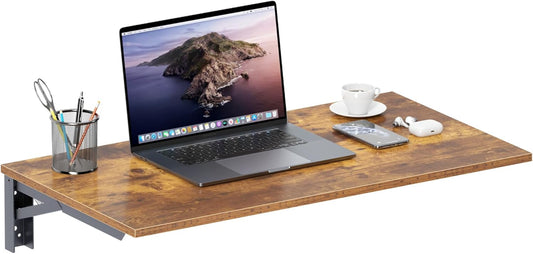 Need Wall Mounted Folding Table - Heavy Duty Small Fold Down Dining Table Length 30" Width 20" Perfect Addition to Home Office/Laundry/Home Bar/Kitchen & Dining Room Rustic Brown AC15-7650FG-ND