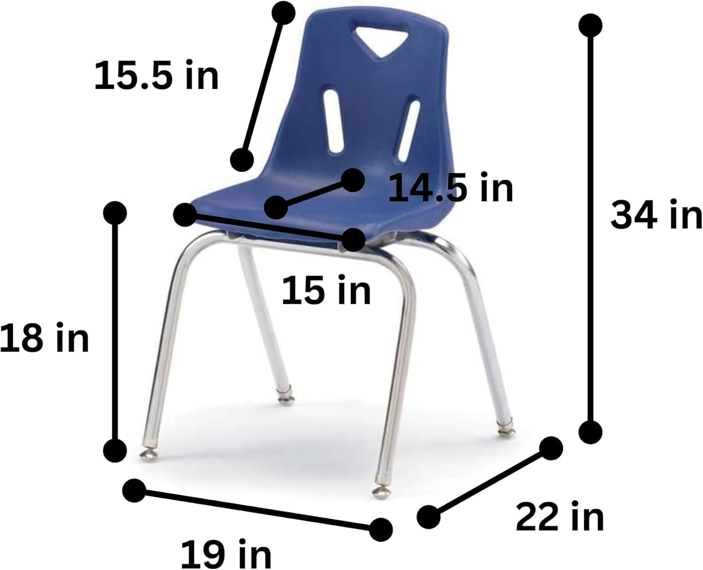 Berries Jonti-Craft 8148JC6003 Stacking Chairs with Chrome-Plated Legs, 18" Height, Blue, Pack of 6