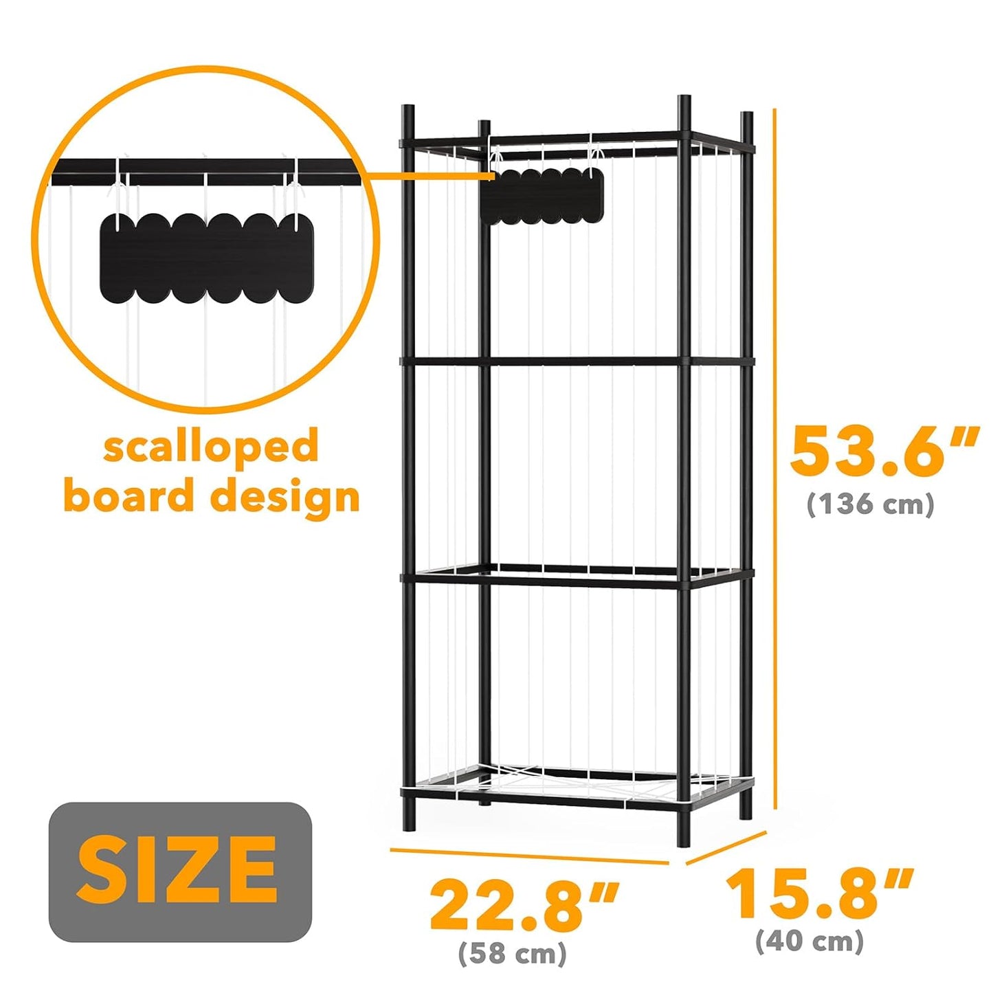 SpaceAid Stuffed Animal Storage Organizer, Wood Animals Zoo Toy Plushies Storage Holder, Large Capacity Plush Toy Cage for Playroom Organization, 22.8" Wide, Black