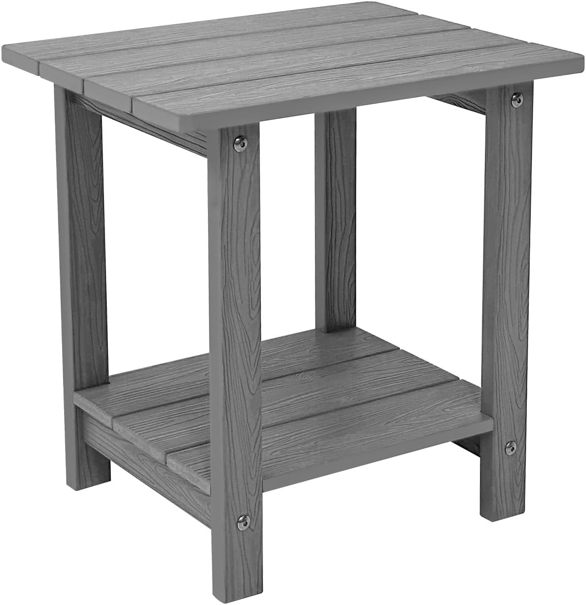 Melucivi Weather Resistant Outdoor Side Table, Double Small Adirondack Side Table for Adirondack Chair - Indoor Outdoor End Table, Patio Table for Pool, Deck and Porch (Dark Grey)