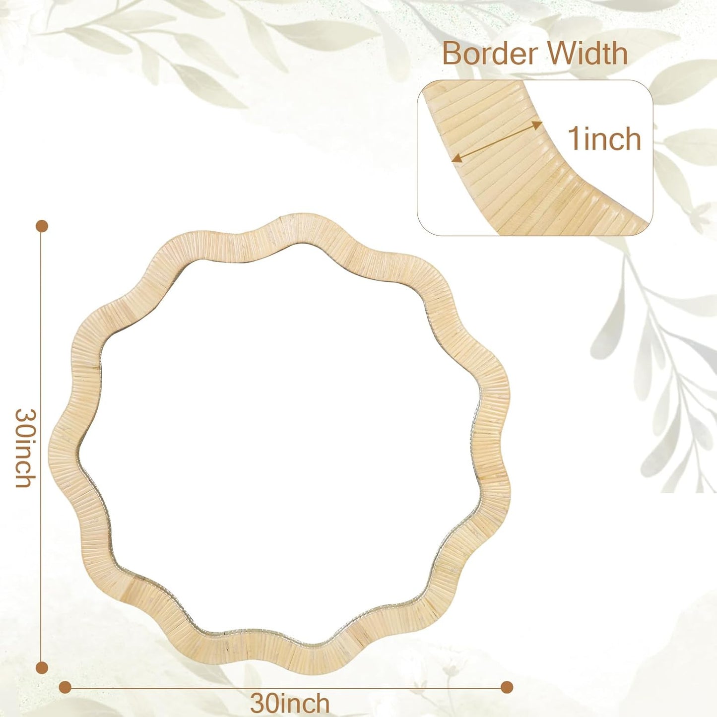 ULIKE Rattan Mirror for Wall, Bathroom 30 Inch Rustic Farmhouse Wall Decor with Handmade Wicker Frame, Boho Woven Mirror for Nursery Bedroom Living Room Entryway