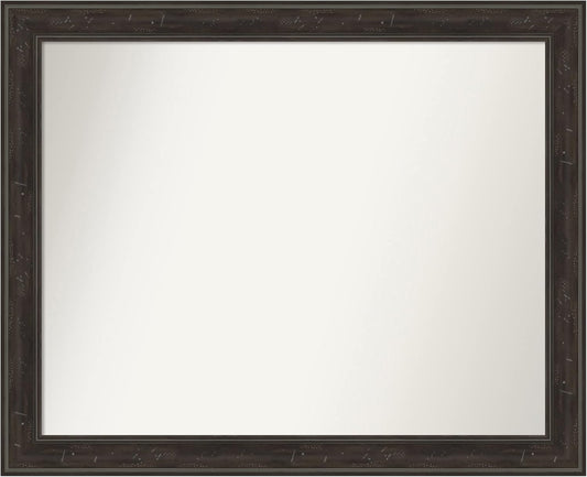 Amanti Art Brown Bathroom Mirror for Over Sink, 26x32 Shipwreck Greywash Narrow Rectangle Vanity Mirror, Large Traditional Frame, Hangs Horizonally and Vertically, Bathroom Wall Decor, Non-Beveled