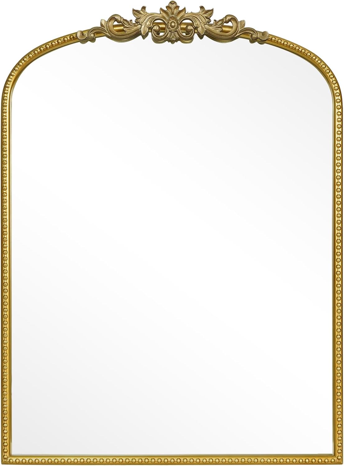 WallBeyond Gold Vintage Mirror - 22x30 Inch, Arched Antique Mirror with Ornate Frame for Bathroom, Living Room, Fireplace, Entryway