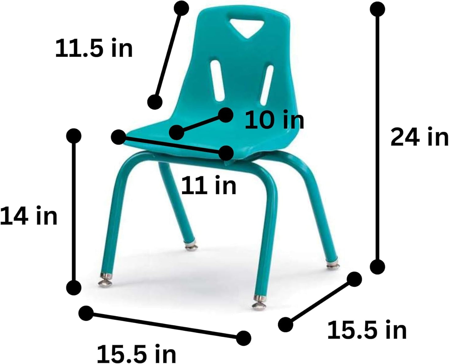 Berries Jonti-Craft 8124JC6005 Stacking Chairs with Powder-Coated Legs, 14" Height, Teal, Pack of 6