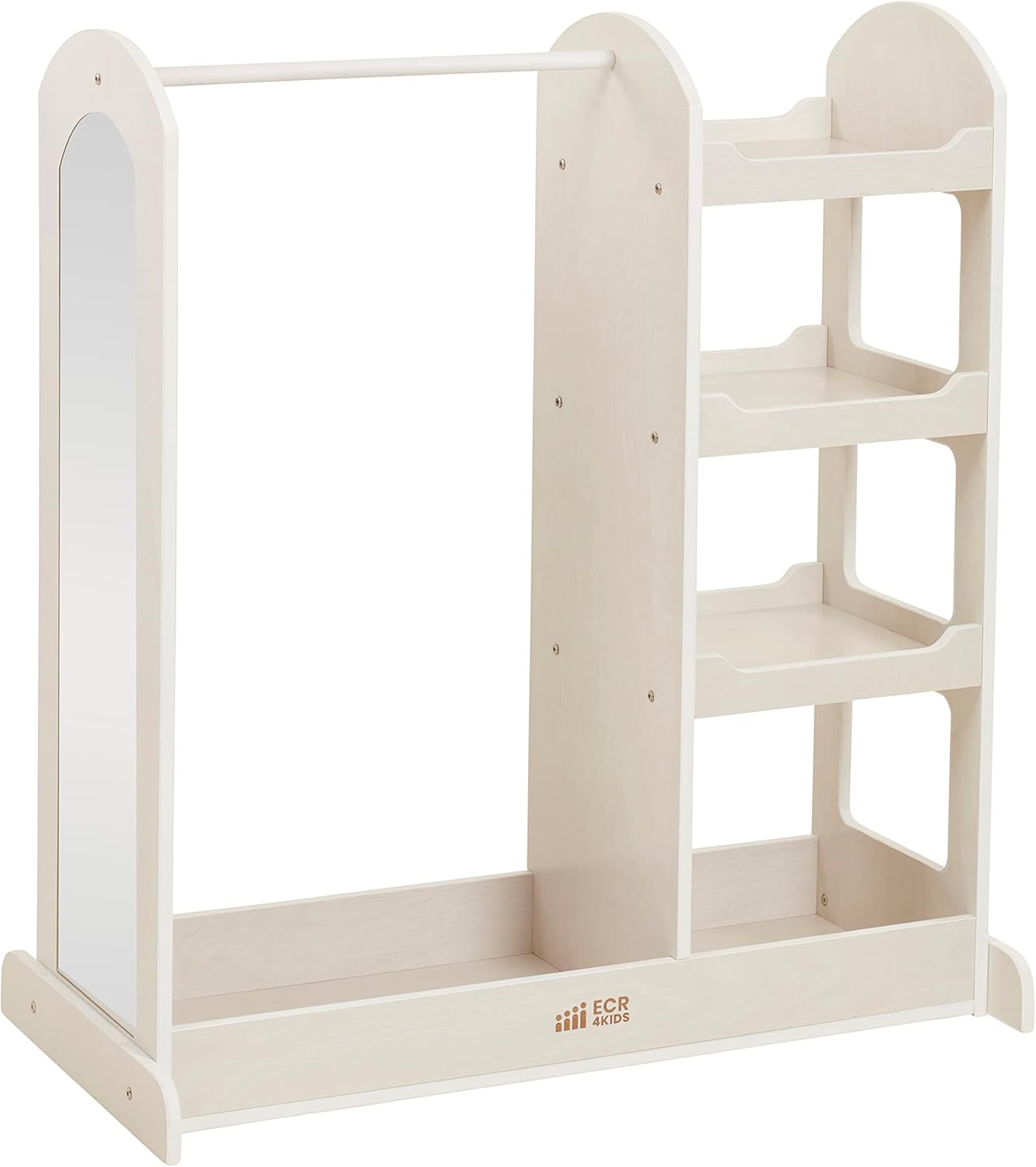 ECR4Kids Dress Up Center with Mirror, Costume Organizer, White Wash